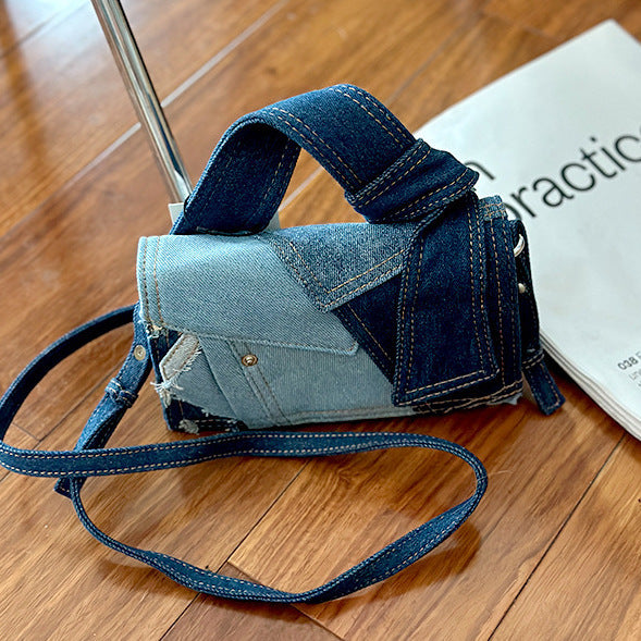 Denim Stitching Crossbody Bag Girls. Bag,Cotton,Denim