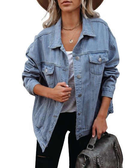 Women's Solid Color Denim Casual Jacket. Cotton,Denim,Jacket