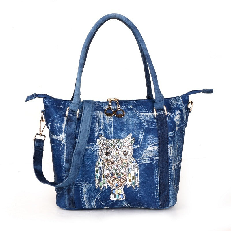 Washed Nostalgic Denim Bag. Bag,Cotton,Denim