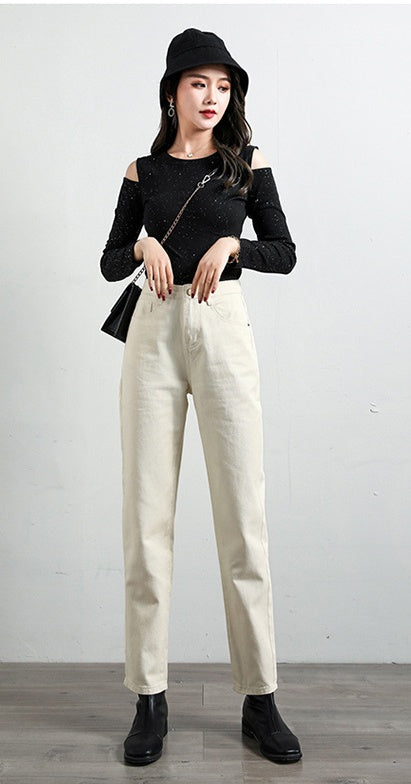 Loose Harem High Waist Jeans - Straight Retro.