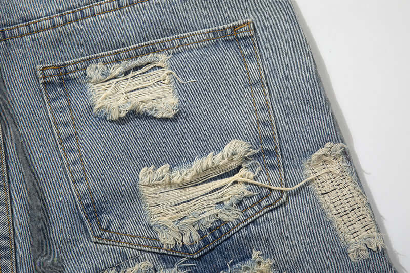 Fashion Washed Frayed Patch Denim Shorts. Cotton,Denim,Shorts