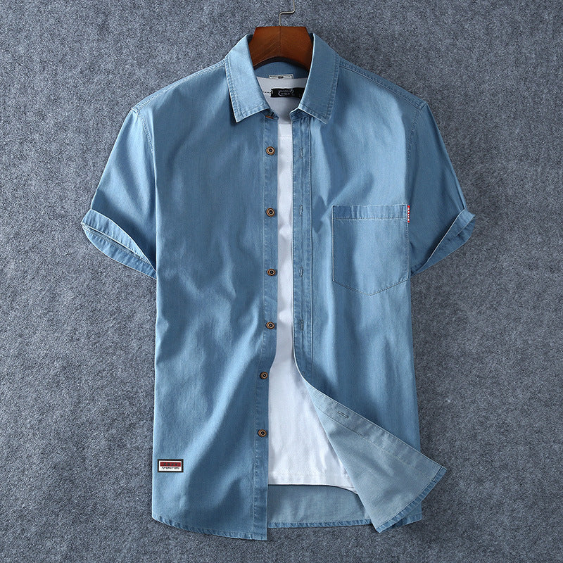 Men's Denim Short Sleeve Shirt. Denim,Shirt,Short Sleeve