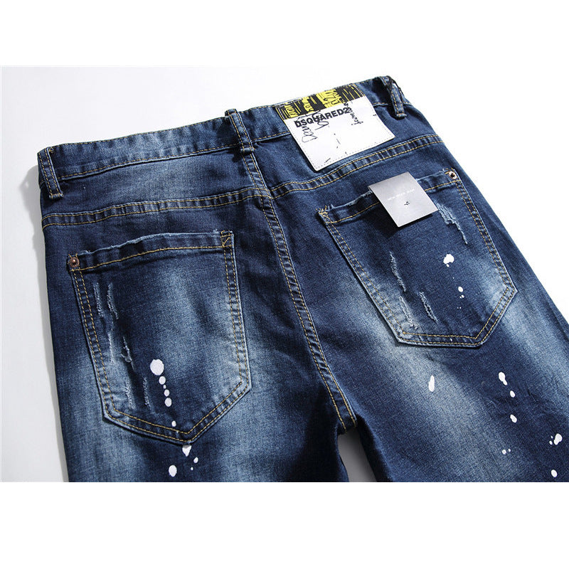 Men's Slim Fit Graffiti Jeans. Denim,Jeans,Paint,Slim