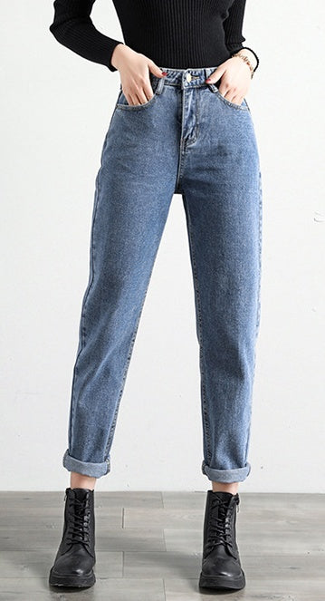 Loose Harem High Waist Jeans - Straight Retro.