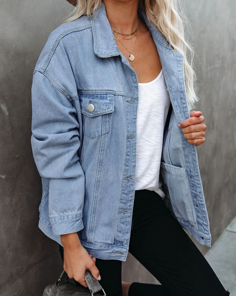 Women's Solid Color Denim Casual Jacket. Cotton,Denim,Jacket