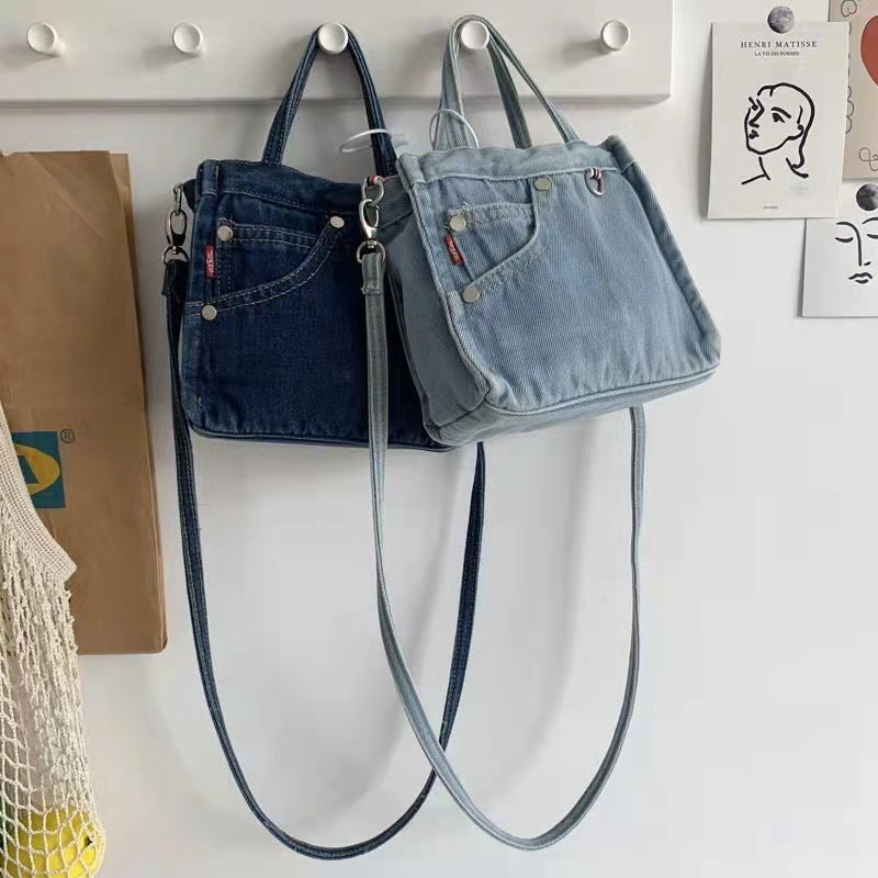 Sophisticated Mini Denim Bag Versatile Portable. Bag,Cotton,Denim,Strap