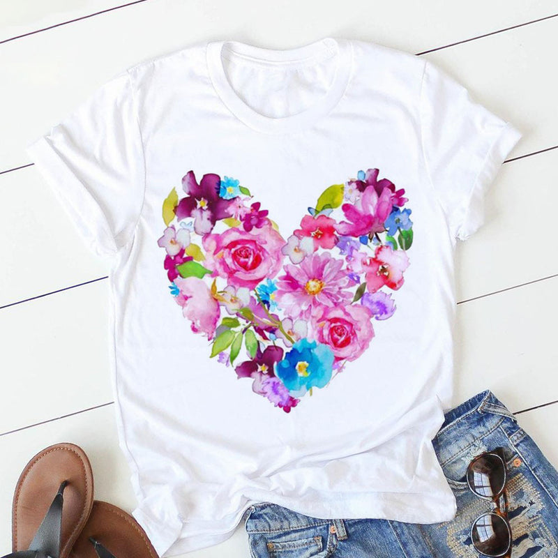 Personalized Letter Print Ladies T-shirt. Printed,T-Shirt,top