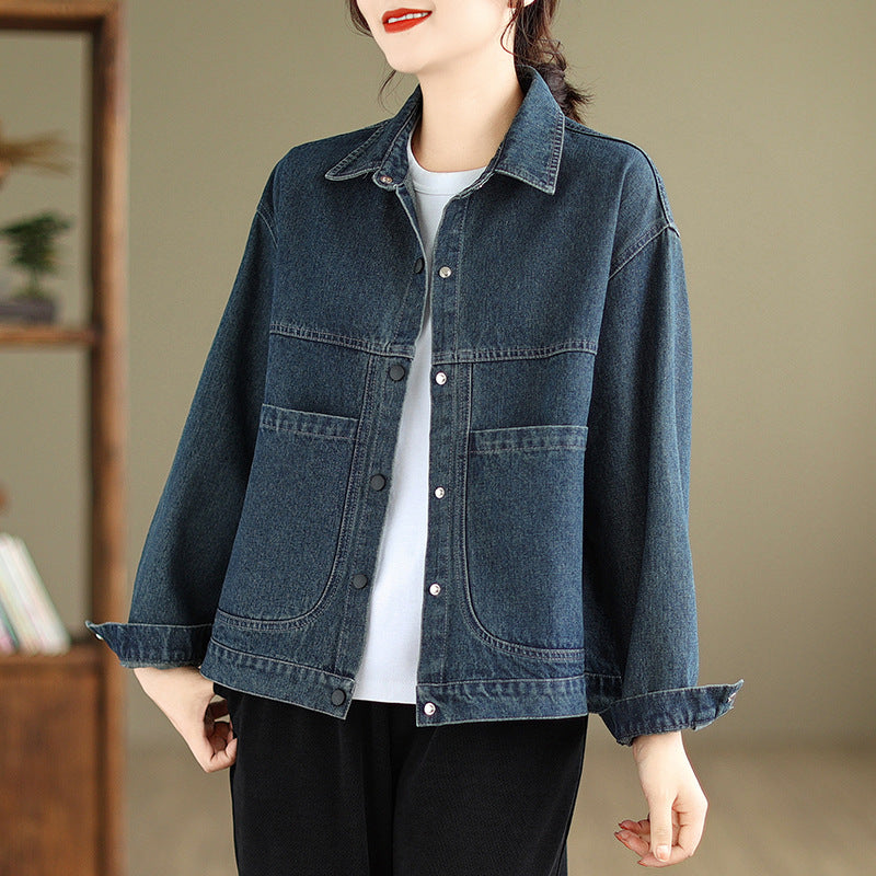 Women's Autumn Vintage Denim Jacket. Cotton,Denim,Jacket