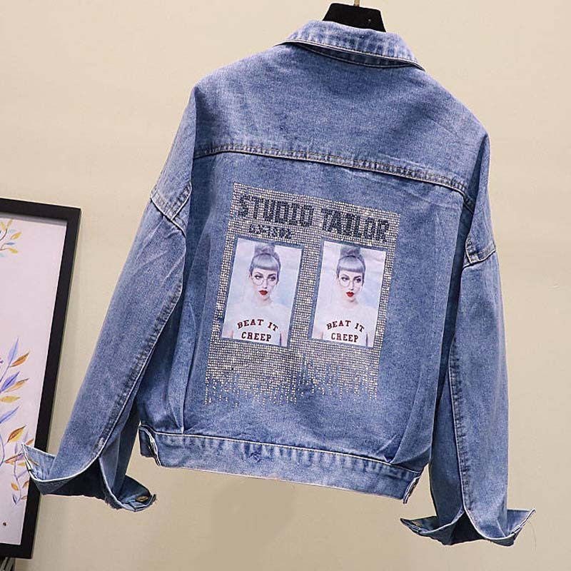 Women's All-match Ripped Patch Denim Jacket Top