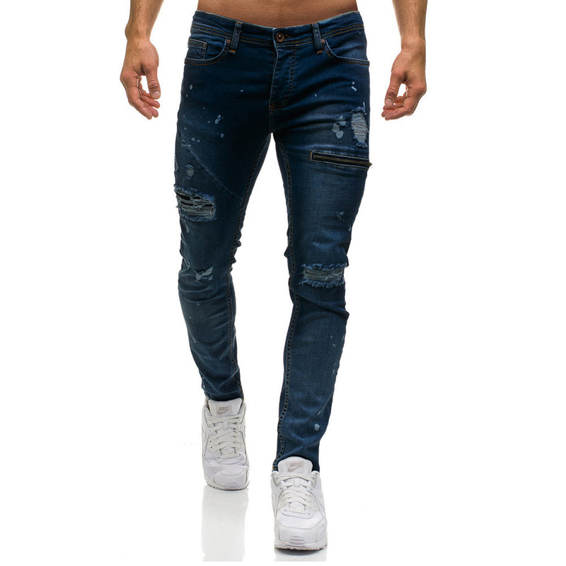 Zipper Autumn And Winter Men's Casual Ripped Jeans. Cotton,Denim,men jeans,ripped