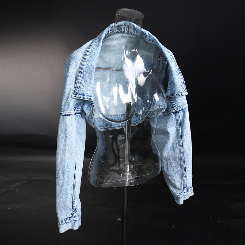 Motorcycle Jacket Short Denim Jacket Top. Cotton,Denim,Jacket